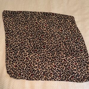 Zara Animal Print Square Scarf in Tan, Black & Red